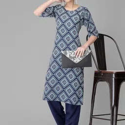 Ethnic basket Women Multicoloured Poly Crepe Kurta Sets image 4