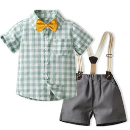 JC SPARKLE Boys Checked Shirt With Shorts & Suspenders-picture-37