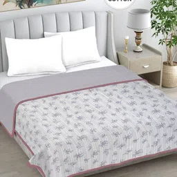 Myntra Elegant Homes Purple & Grey Floral AC Room 233 GSM Double Bed Dohar-picture-15