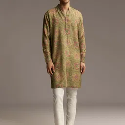 KALKI Fashion Floral Printed Mandarin Collar Kurta-picture-20