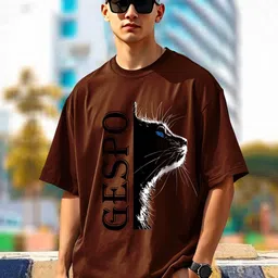 AUSK Graphic Printed Round Neck Drop-Shoulder Sleeves Pure Cotton Oversized T-shirt-picture-29