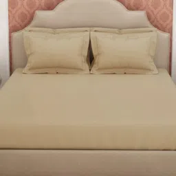 Bedbathandbliss Beige Satin 300 TC Super King Bedsheet Set 2.74 m x 2.74 m-picture-39