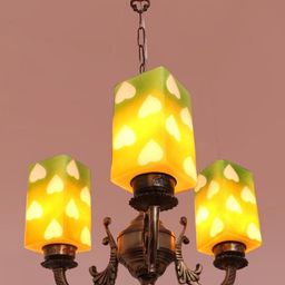 Somil Antique 3-Light Chandelier with Glass Shades, Brown, Green and White Lighting Effect, Metal Fitting. LED Compatible. Dia: 48 X 48 X 100 Cm.-picture-13