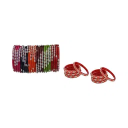 SOMIL Set Of 32 Artificial Stones Studded Ethnic Bangles-picture-23