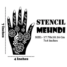 VOORKOMS Set Of 2 Mehndi Design Stencil Sticker image 3