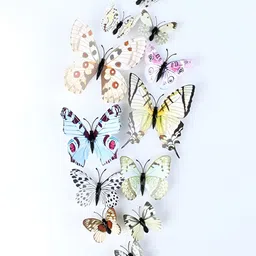 INDIAN ROYALS 12Pcs Yellow & Blue 3D Butterfly Waterproof Printed Wall Stickers-image-14