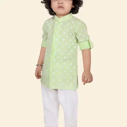 Ethniks Neu-Ron Boys Floral Printed Regular Pure Cotton Kurta with Pyjamas image 5