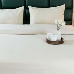 Saral Home Cream-Coloured Geometric 300 TC Bedsheet with 2 Pillow Covers-picture-18