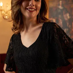 Athena Self Design Shoulder Straps Lace A-Line Dress image 2