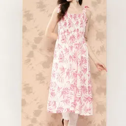 Kamayra Floral Printed Smocked Kurta-image-67