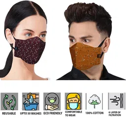 CENWELL Pack Of 4 Reusable Cotton Cloth Face Masks image 4