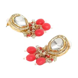 Cierra Gold Plated Stones Studded & Beaded Choker & Earrings image 4