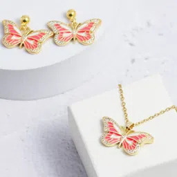 SALTY Stone-Studded Anti-Tarnish Butterfly Earrings & Necklace-picture-15