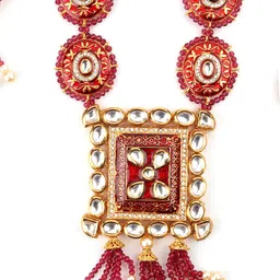 ODETTE Gold Plated Kundan Studded & Beaded Jewellery Set image 4