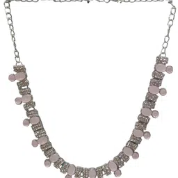 AASHISH IMITATION Rhodium-Plated Stones Studded Necklace With Earrings image 4