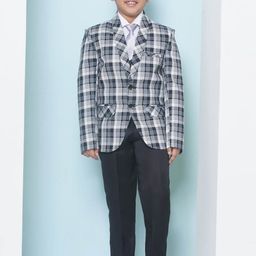 Aj DEZInES Boys Checked Single-Breasted Five-Piece Cotton Suit-picture-20