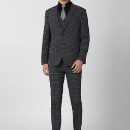 Van Heusen Men Grey Checked Single Breasted Slim Fit Four-Piece Formal Suit-picture-36