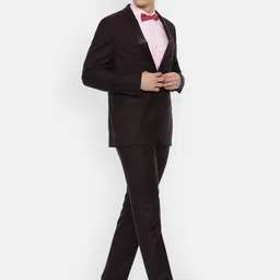 Van Heusen Men Black & Burgundy Self-Design Single-Breasted Slim-Fit 2-Piece Suit image 4