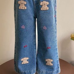 LULU & SKY Girls Wide Leg Mid-Rise Embroidered Light Fade Jeans-picture-46