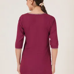 Brownverse Thread Work V-Neck Khadi Cotton Angrakha Design Kurta image 3