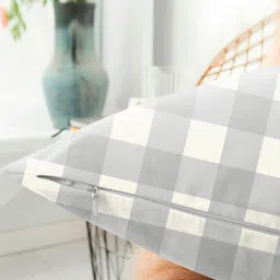 CASABLEU Grey 2 Pieces Checked Square Cushion Covers image 3