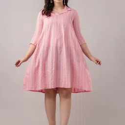 Demirner Striped Cotton A-Line Midi Dress-picture-15