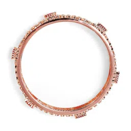 Priyaasi Set Of 2 Gold Plated American Diamond & Crystal-Studded Bangles image 3