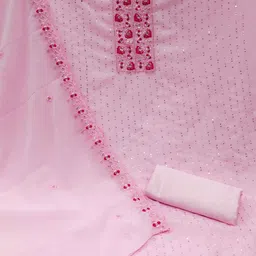 Blissta Floral Embroidered Sequinned Unstitched Dress Material image 2