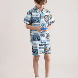 THE BABY TRUNK Boys Printed Shirt with Shorts image 3
