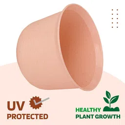 Kuber Industries 10Pcs Peach-Colored & White Textured Planters With Plate image 4