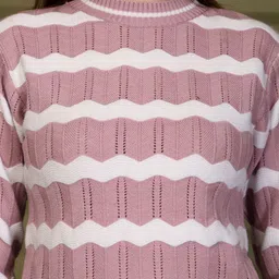 Moda Rapido Women Striped Woollen Pullover image 4
