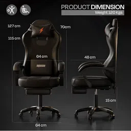 DROGO Auro Gaming Chair With Armrest Adjustable Neck & Lumbar Pillow Gaming Chair image 5