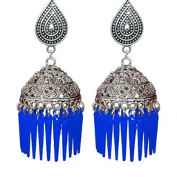 Weariton Royal Blue Silver-Toned Jhumka-picture-42