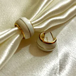 ANAMIKA Stainless Steel Gold-Plated Anti-Tarnish Semi-Circular Shaped Half Hoop Earrings-picture-23