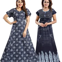 Inner Beats Women Pack Of 2 Multicoloured Cotton Blend Nightdress-picture-24