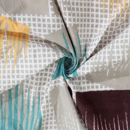 Aura White & Blue Graphic Printed 350 TC Single Bedsheet Set 2.15 m x 1.50 m image 3