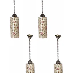1ST TIME White & Pink Printed Cylinder Self Assembly Ceiling Lamp image 1