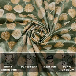 THE CONVERSION Green & Gold-Toned Floral Printed Breathable Long Curtain image 2