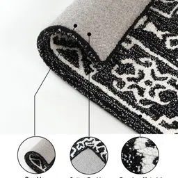 PLIVANA Black & White Motifs Printed Polyester Indoor Carpet image 2