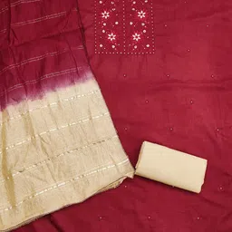 LeeliPeeri Designer Floral Embroidered Sequinned Unstitched Dress Material image 3