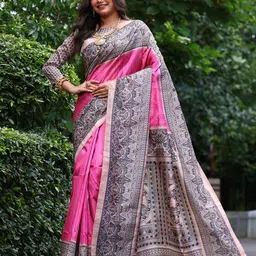 KALINI Madhubani Printed Tussar Saree image 4