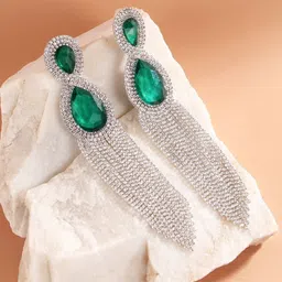 KPOP Silver-Plated Rhinestone Studded Contemporary Drop Earrings-picture-36