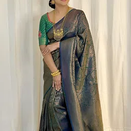 VASTRAHUT Paisley Zari Handloom Banarasi Saree image 5