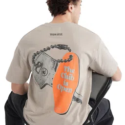 RARE RABBIT Men Graphic Printed Round Neck Cotton Oversized T-shirt image 1
