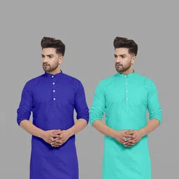 VS MALL Men Sea Green Kurtas-picture-43