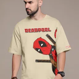 Metronaut Men Deadpool Graphic Printed Round Neck Cotton Oversized T-shirt-picture-10