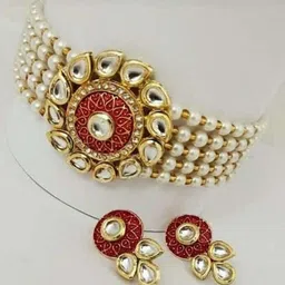 Gyaan Jewels Stone Studded & Beaded Necklace and Earrings-picture-34