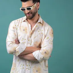 Crimsoune Club Classic Floral Printed Spread Collar Slim Fit Shirt-image-34