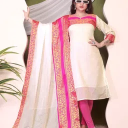 Snofi Creation Square Neck Pure Cotton Straight Kurta With Dupatta image 2