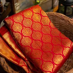 PHEASANT Ethnic Motifs Zari Art Silk Banarasi Saree image 4